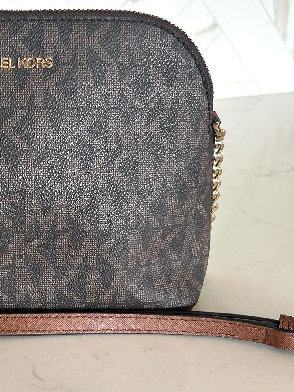 Michael Kors Cindy Signature Logo Dome Crossbody Bag